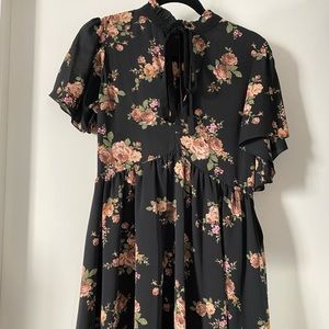 ZARA | BLACK FLORAL DRESS